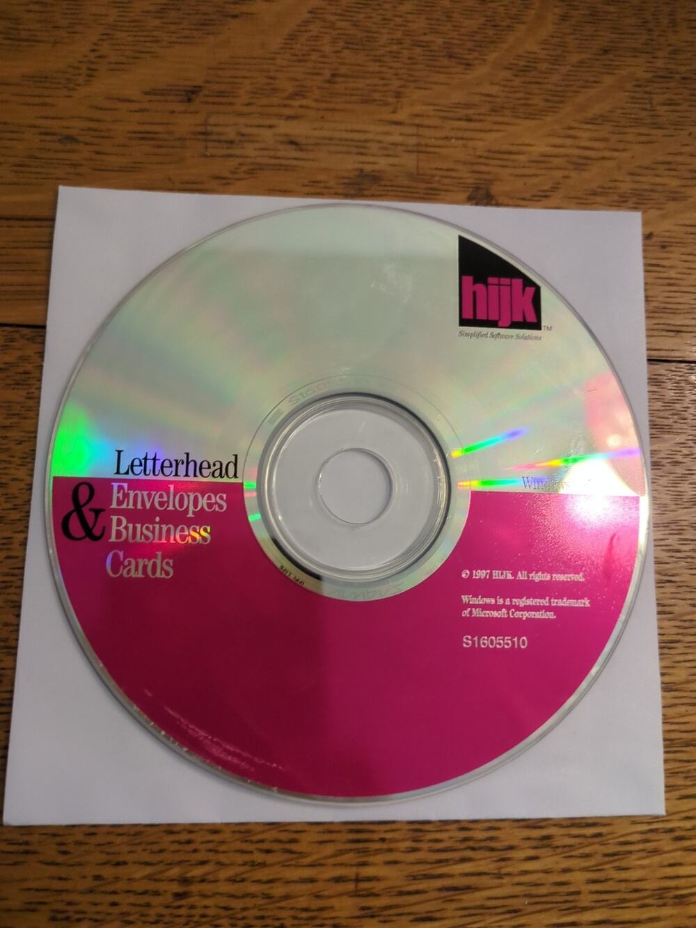 hijk letterhead envelopes and business cards CD-ROM 1997 disc only
